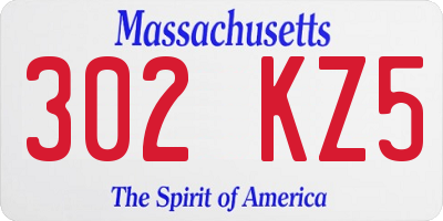 MA license plate 302KZ5