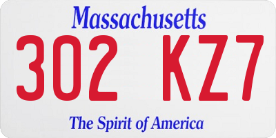 MA license plate 302KZ7