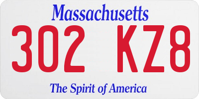 MA license plate 302KZ8