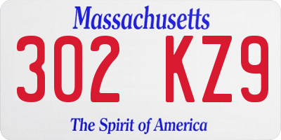 MA license plate 302KZ9