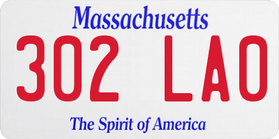 MA license plate 302LA0