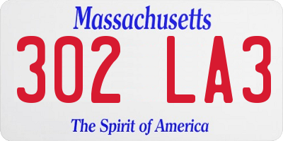 MA license plate 302LA3