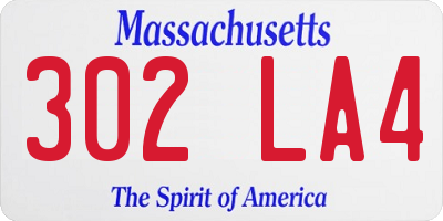 MA license plate 302LA4