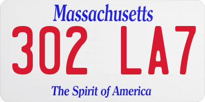 MA license plate 302LA7