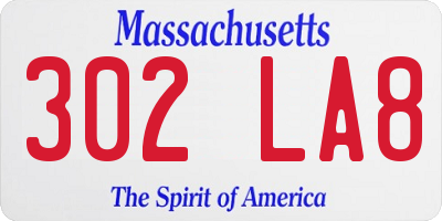 MA license plate 302LA8