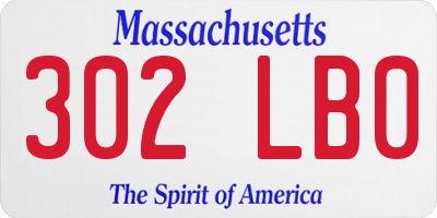 MA license plate 302LB0