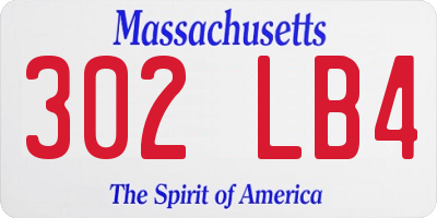 MA license plate 302LB4