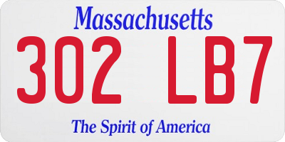 MA license plate 302LB7