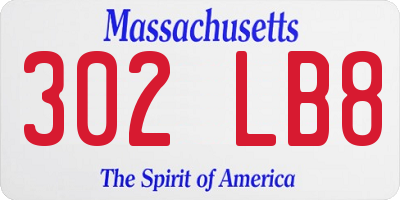 MA license plate 302LB8