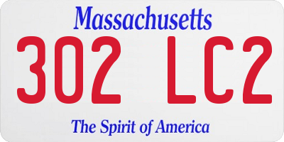 MA license plate 302LC2
