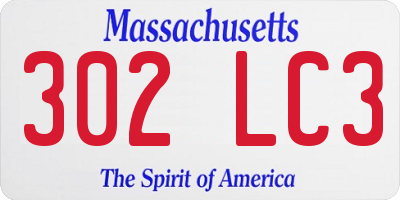 MA license plate 302LC3