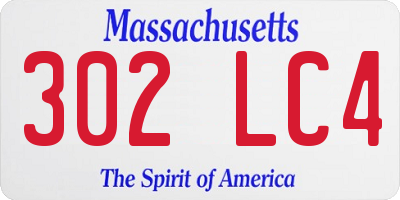 MA license plate 302LC4