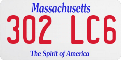 MA license plate 302LC6