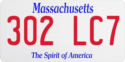 MA license plate 302LC7