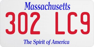 MA license plate 302LC9