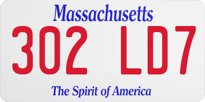 MA license plate 302LD7