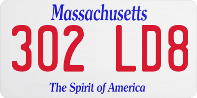 MA license plate 302LD8