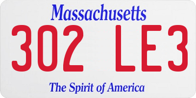 MA license plate 302LE3