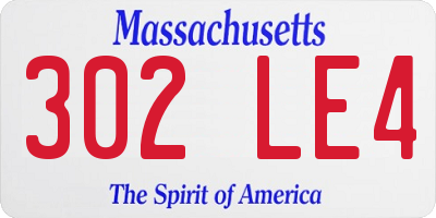 MA license plate 302LE4