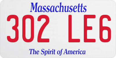 MA license plate 302LE6