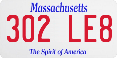 MA license plate 302LE8