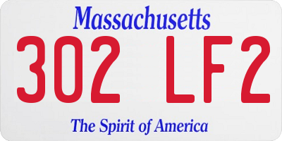 MA license plate 302LF2