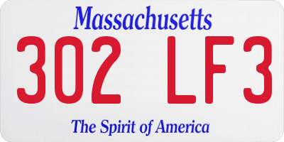 MA license plate 302LF3