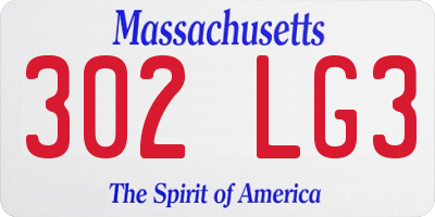 MA license plate 302LG3