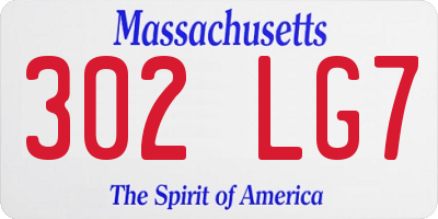 MA license plate 302LG7