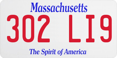 MA license plate 302LI9