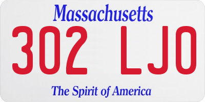 MA license plate 302LJ0