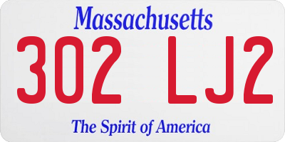 MA license plate 302LJ2
