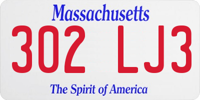 MA license plate 302LJ3