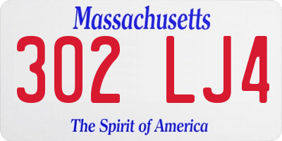 MA license plate 302LJ4