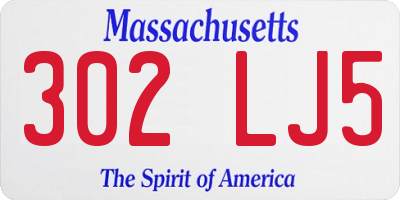 MA license plate 302LJ5