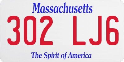 MA license plate 302LJ6