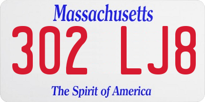 MA license plate 302LJ8