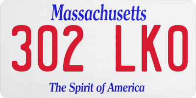 MA license plate 302LK0