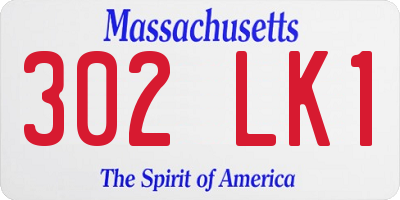 MA license plate 302LK1