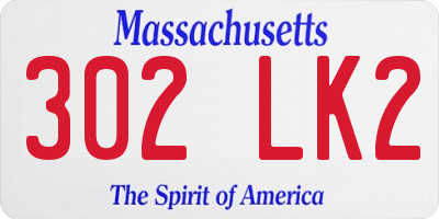 MA license plate 302LK2