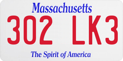 MA license plate 302LK3