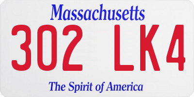 MA license plate 302LK4