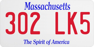 MA license plate 302LK5