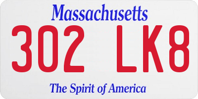 MA license plate 302LK8