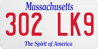MA license plate 302LK9