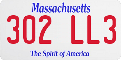 MA license plate 302LL3