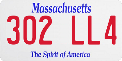 MA license plate 302LL4