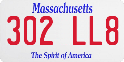 MA license plate 302LL8