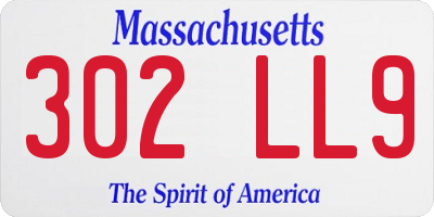MA license plate 302LL9
