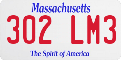 MA license plate 302LM3